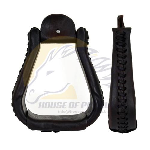 Leather covered western stirrups